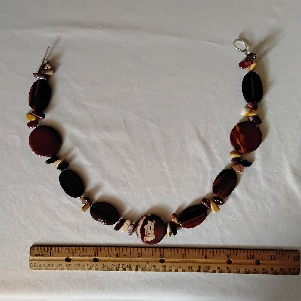 Tiger's eye and jasper necklace 20 inches long